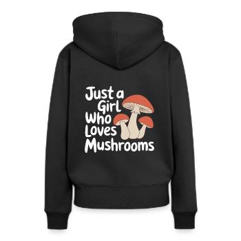 Champignons Champignons Champignon Champignon - Sweat à capuche Premium bio Femme - noir - Dos - Julia (174cm)