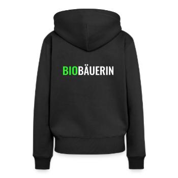 Biobäuerin Bio Landwirtin Biobauernhof biologisch - Frauen Premium Bio Hoodie - Schwarz - Hinten - Julia (174cm)
