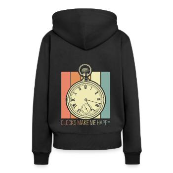 Uhren machen mich glücklich - Frauen Premium Bio Hoodie - Schwarz - Hinten - Julia (174cm)