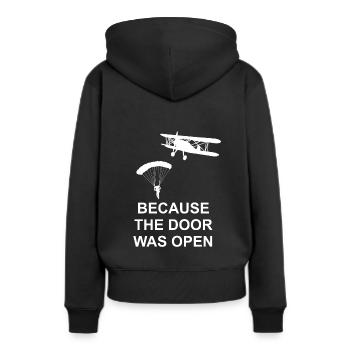 Parachutisme porte ouverte - parachutisme, cadeau - Sweat à capuche Premium bio Femme - noir - Dos - Julia (174cm)
