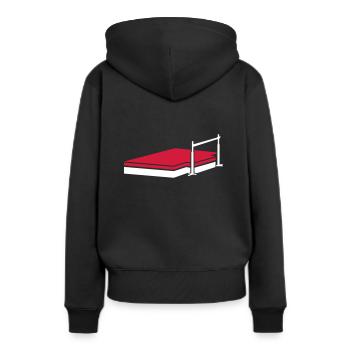 Hochsprung - Frauen Premium Bio Hoodie - Schwarz - Hinten - Julia (174cm)