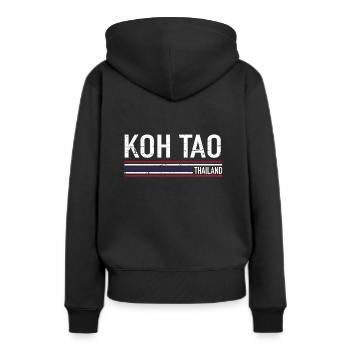 Koh Tao - Frauen Premium Bio Hoodie - Schwarz - Hinten - Julia (174cm)