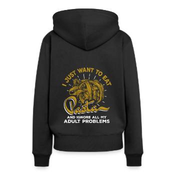 Pâtes pâtes - Sweat à capuche Premium bio Femme - noir - Dos - Julia (174cm)