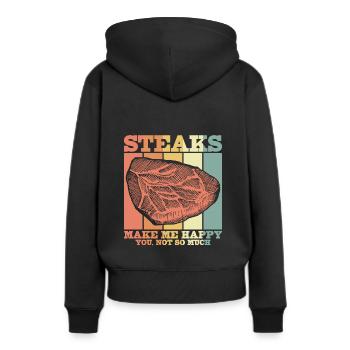 Fleisch - Frauen Premium Bio Hoodie - Schwarz - Hinten - Julia (174cm)