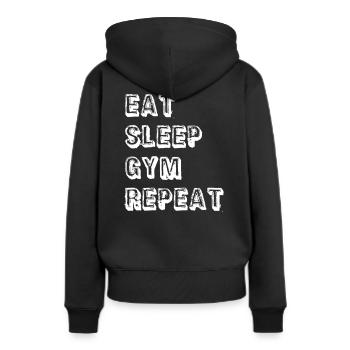 Fitness studio - Sweat à capuche Premium bio Femme - noir - Dos - Julia (174cm)