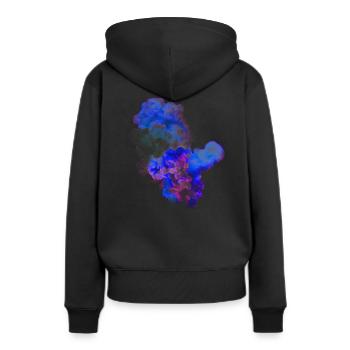 couleurs nuage de couleurx explosion - Sweat à capuche Premium bio Femme - noir - Dos - Julia (174cm)