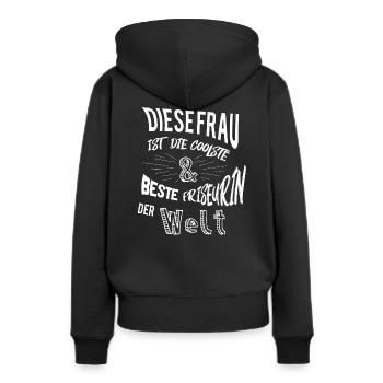 Friseurin - Frauen Premium Bio Hoodie - Schwarz - Hinten - Julia (174cm)