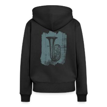 Tuba Instrument - Sweat à capuche Premium bio Femme - noir - Dos - Julia (174cm)