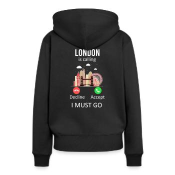 Londres - Sweat à capuche Premium bio Femme - noir - Dos - Julia (174cm)
