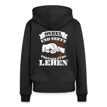 onkel und neffe - Frauen Premium Bio Hoodie - Schwarz - Hinten - Julia (174cm)