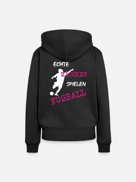 echter Mädchenfußball - Frauen Premium Bio Hoodie - Schwarz