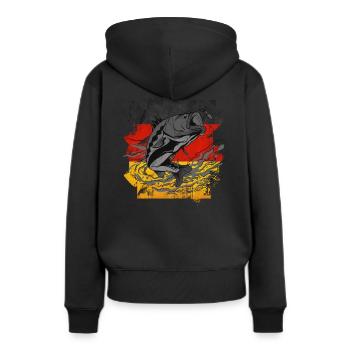 deutsche Fischerei - Frauen Premium Bio Hoodie - Schwarz - Hinten - Julia (174cm)