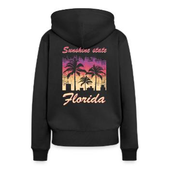 florida - Frauen Premium Bio Hoodie - Schwarz - Hinten - Julia (174cm)