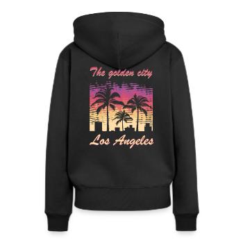 Los Angeles - Frauen Premium Bio Hoodie - Schwarz - Hinten - Julia (174cm)