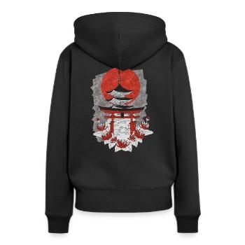 Japanese castle - Women’s Premium Organic Hoodie - black - Back - Julia (174cm)