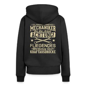 Landmaschinen Mechaniker - Frauen Premium Bio Hoodie - Schwarz - Hinten - Julia (174cm)