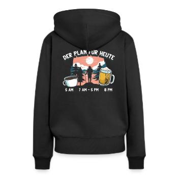 Der Plan für heute Kaffee wandern Bier Spruch Wand - Frauen Premium Bio Hoodie - Schwarz - Hinten - Julia (174cm)