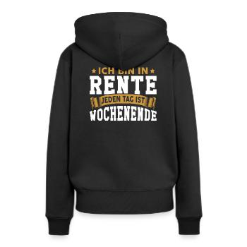Ich bin in Rente lustiger Spruch Rente Rentner Ren - Frauen Premium Bio Hoodie - Schwarz - Hinten - Julia (174cm)