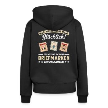 Briefmarken lustiger Spruch Briefmarken Sammler Po - Frauen Premium Bio Hoodie - Schwarz - Hinten - Julia (174cm)