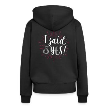 Je dis oui demande de mariage JGA - Sweat à capuche Premium bio Femme - noir - Dos - Julia (174cm)