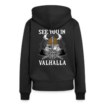 See You In Valhalla I Viking Warrior I Mythology - Frauen Premium Bio Hoodie - Schwarz - Hinten - Julia (174cm)