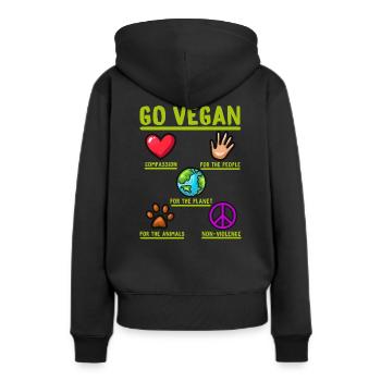 Go Vegan Cadeau drôle d’herbivore - Sweat à capuche Premium bio Femme - noir - Dos - Julia (174cm)