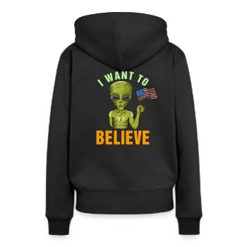 Je veux croire le cadeau de geek extraterrestre martien - Sweat à capuche Premium bio Femme - noir - Dos - Julia (174cm)