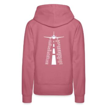 Pilot alphabet pilot airplane - Women’s Premium Organic Hoodie - mauve - Back - Isabella (175cm)
