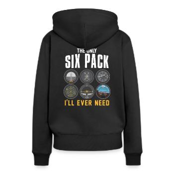 Six Pack Pilot Flugzeug - Frauen Premium Bio Hoodie - Schwarz - Hinten - Julia (174cm)