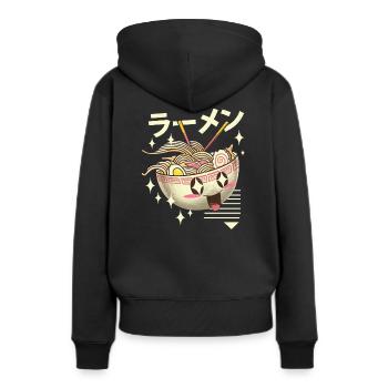 Bol de nouilles Kawaii Ramen - Sweat à capuche Premium bio Femme - noir - Dos - Julia (174cm)
