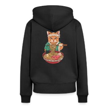 Ramen Kawaii Nouilles Maneki - Sweat à capuche Premium bio Femme - noir - Dos - Julia (174cm)