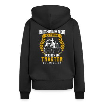 Je ne ronfle pas je rêve tracteur - Sweat à capuche Premium bio Femme - noir - Dos - Julia (174cm)
