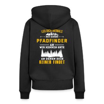 Leg Dich Niemals Mit Einem Pfadfinder An - Frauen Premium Bio Hoodie - Schwarz - Hinten - Julia (174cm)