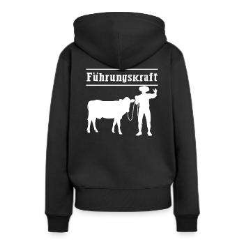 Vaches fermières - Sweat à capuche Premium bio Femme - noir - Dos - Julia (174cm)