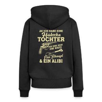 Ich habe eine hübsche Tochter Vater Geschenk - Frauen Premium Bio Hoodie - Schwarz - Hinten - Julia (174cm)