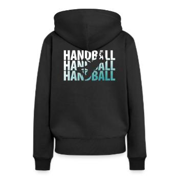 Tir de saut de handball - Sweat à capuche Premium bio Femme - noir - Dos - Julia (174cm)