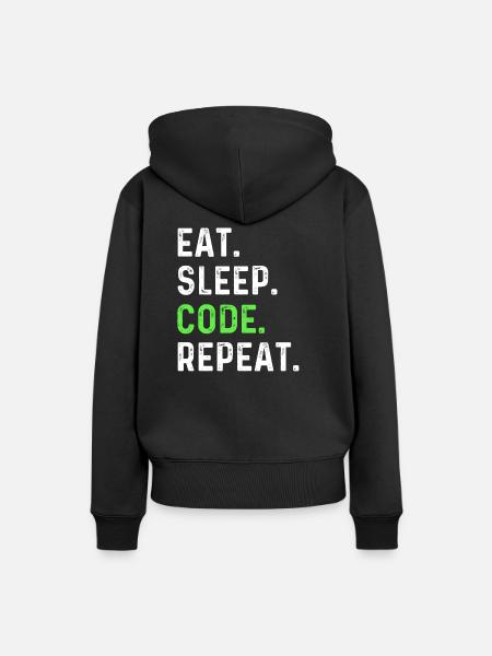 Eat sleep coding repeat - Frauen Premium Bio Hoodie - Schwarz