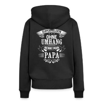 Superhelden ohne Umhang nennt man Papa - Frauen Premium Bio Hoodie - Schwarz - Hinten - Julia (174cm)