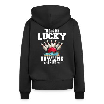 Cadeau de chance de bowling - Sweat à capuche Premium bio Femme - noir - Dos - Julia (174cm)