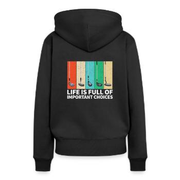 Golf Golfschläger - Frauen Premium Bio Hoodie - Schwarz - Hinten - Julia (174cm)