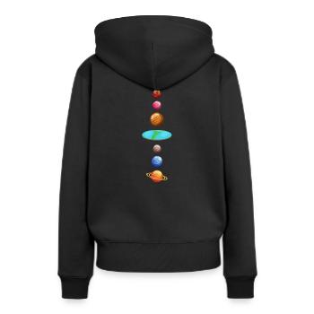 Planète Univers - Sweat à capuche Premium bio Femme - noir - Dos - Julia (174cm)