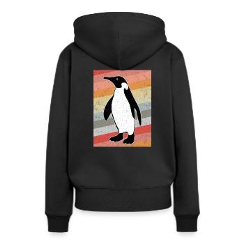 Pingouin vintage - Sweat à capuche Premium bio Femme - noir - Dos - Julia (174cm)