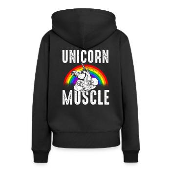 Licorne Muscle - Sweat à capuche Premium bio Femme - noir - Dos - Julia (174cm)