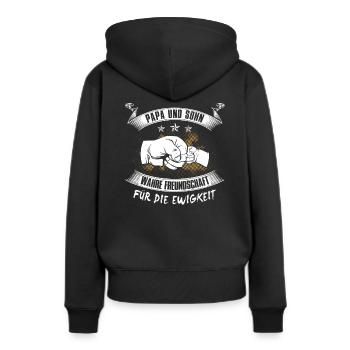 Papa und Sohn wahre Freundschaft - Frauen Premium Bio Hoodie - Schwarz - Hinten - Julia (174cm)