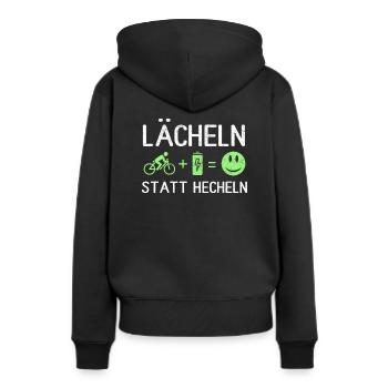 Lächeln Statt Hecheln - Frauen Premium Bio Hoodie - Schwarz - Hinten - Julia (174cm)