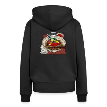 Raton laveur - Sweat à capuche Premium bio Femme - noir - Dos - Julia (174cm)