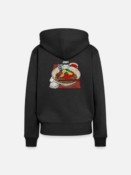 Ramen Waschbär - Frauen Premium Bio Hoodie - Schwarz