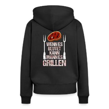 Grillen BBQ - Frauen Premium Bio Hoodie - Schwarz - Hinten - Julia (174cm)