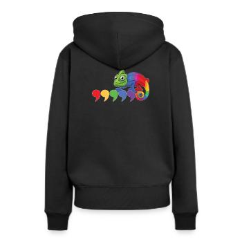 Virgule caméléon - Sweat à capuche Premium bio Femme - noir - Dos - Julia (174cm)