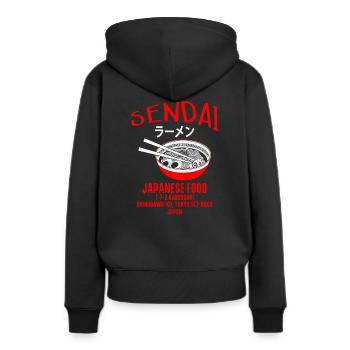 Sendai Japan Ramen - Sweat à capuche Premium bio Femme - noir - Dos - Julia (174cm)